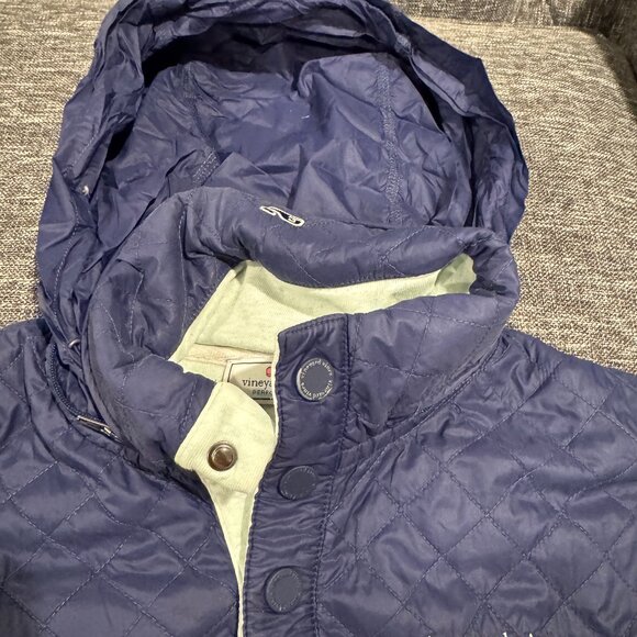 Vineyard Vines Performance Quilted Snap Shep Pullover Jacket Hood Medium Green - Picture 5 of 7